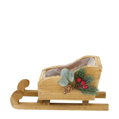 Holz Übertopf Schlitten 25x10x12cm