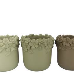 Keramik Übertopf Blumen Gigi mix grün 31x31x30cm