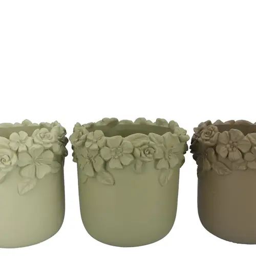 Keramik Übertopf Blumen Gigi mix grün 31x31x30cm