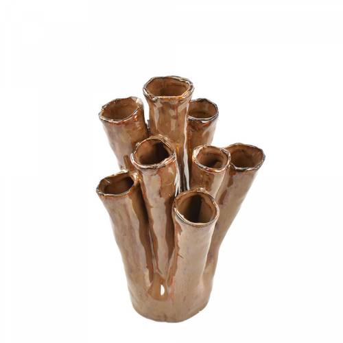 Keramik Vase Tubular braun 13x14.5x22cm