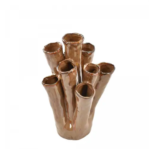 Keramik Vase Tubular braun 13x14.5x22cm