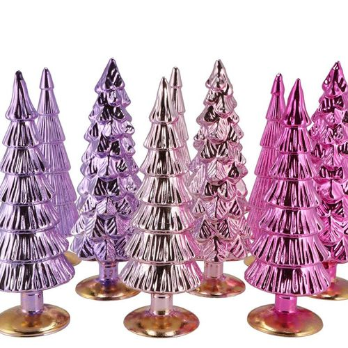 Weihnachtsbaum lila rosa glas metal 9x25cm