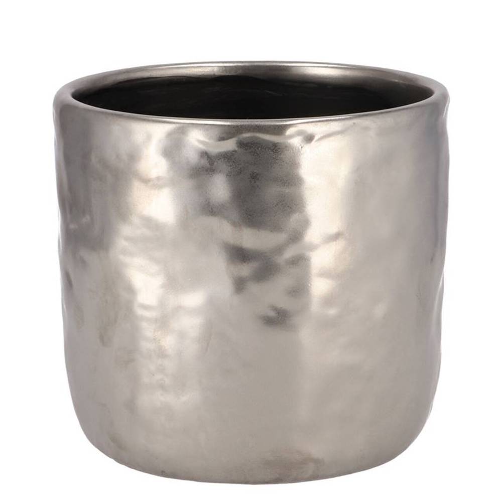 Keramik Übertopf Iron Stone silber D16cm H15cm