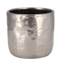 Keramik Übertopf Iron Stone silber D16cm H15cm