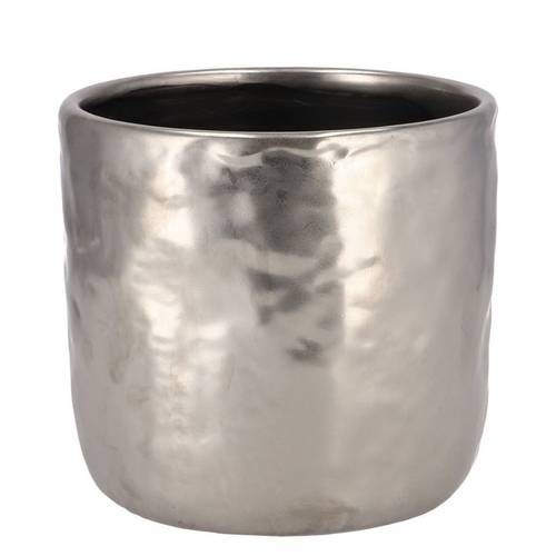 Keramik Übertopf Iron Stone silber D16cm H15cm