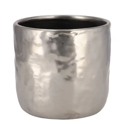 Keramik Übertopf Iron Stone silber D16cm H15cm