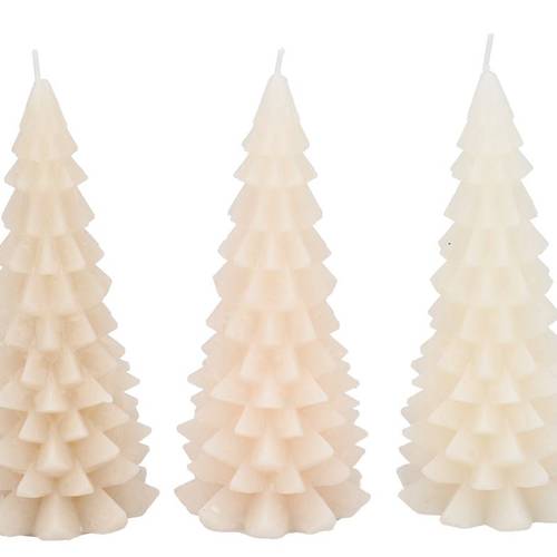 Kerze Baum Frosty mix creme 09x20cm