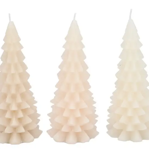 Kerze Baum Frosty mix creme 09x20cm