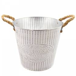 Zink Übertopf +Henkel Beta creme D22cm H20.5cm