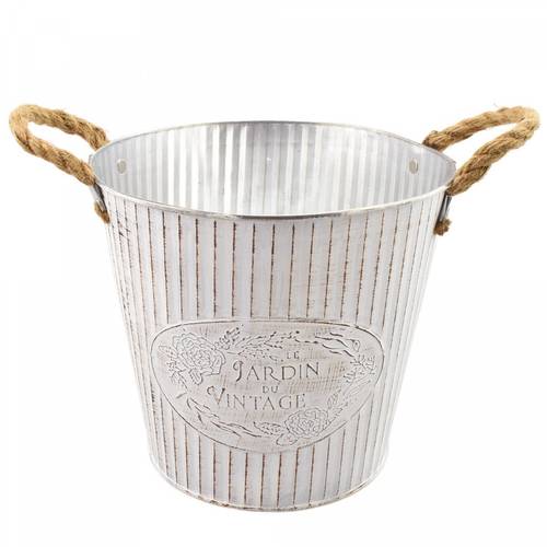 Zink Übertopf +Henkel Beta creme D22cm H20.5cm