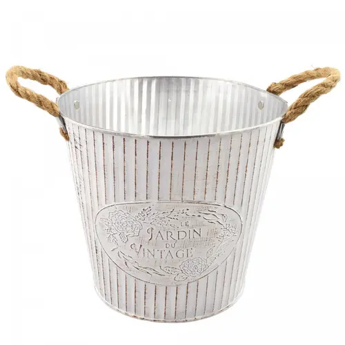 Zink Übertopf +Henkel Beta creme D22cm H20.5cm