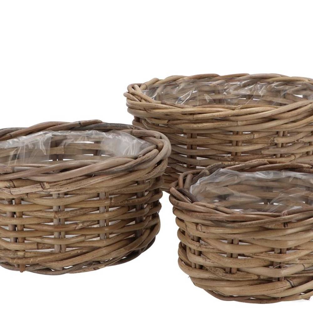 Korb Rattan Rund 3/Set D20/25/30cm H10/12/15cm