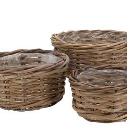 Korb Rattan Rund 3/Set D20/25/30cm H10/12/15cm