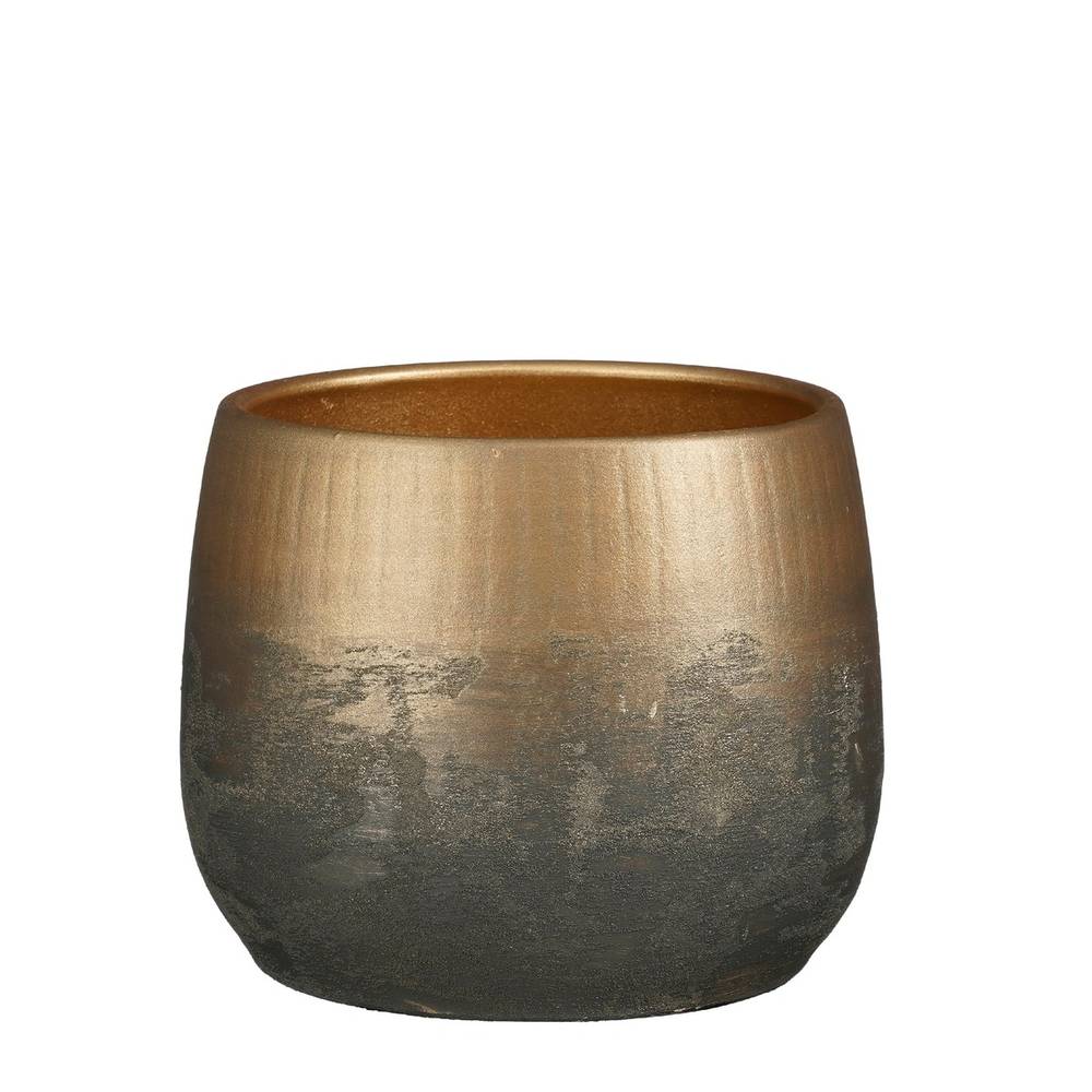 Keramik Übertopf Philip gold D25.5cm H20cm 