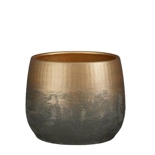 Keramik Übertopf Philip gold D25.5cm H20cm 