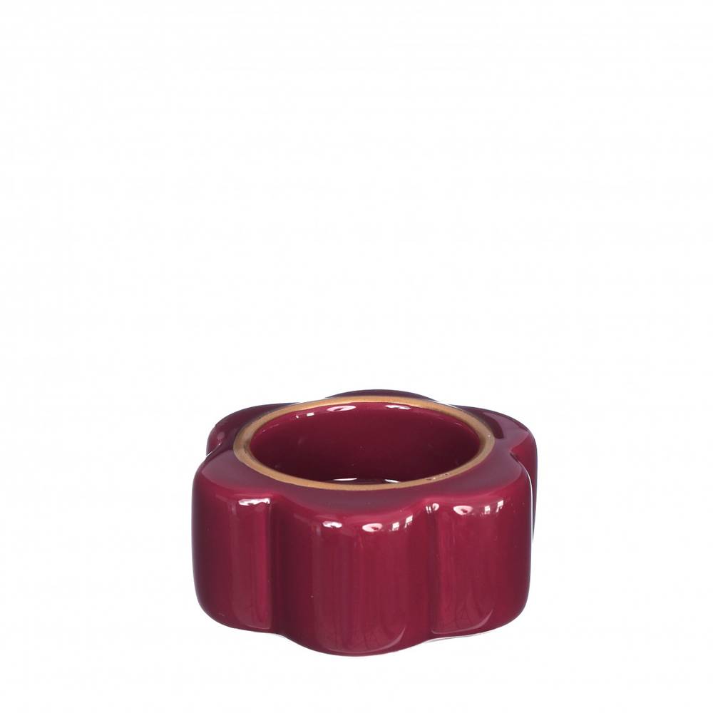 Teelichthalter Pouff weinrot D07cm H03.5cm