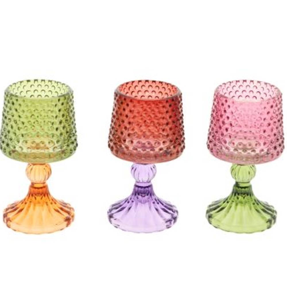 Glas Teelicht Clary mix D08.5cm H15cm