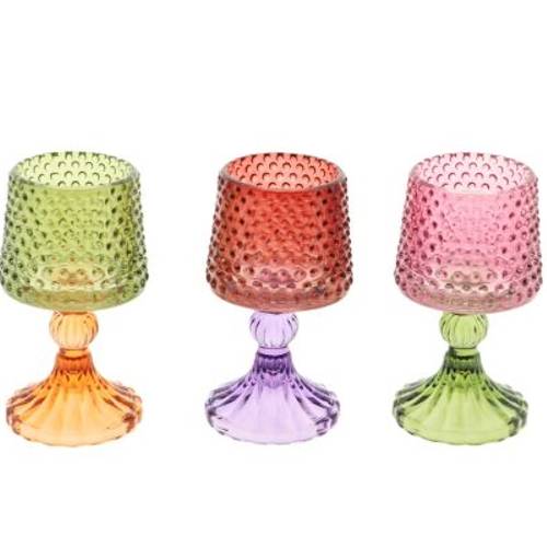 Glas Teelicht Clary mix D08.5cm H15cm