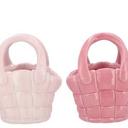 Keramik Vase Happy Tasche rosa mix 23x14x26cm