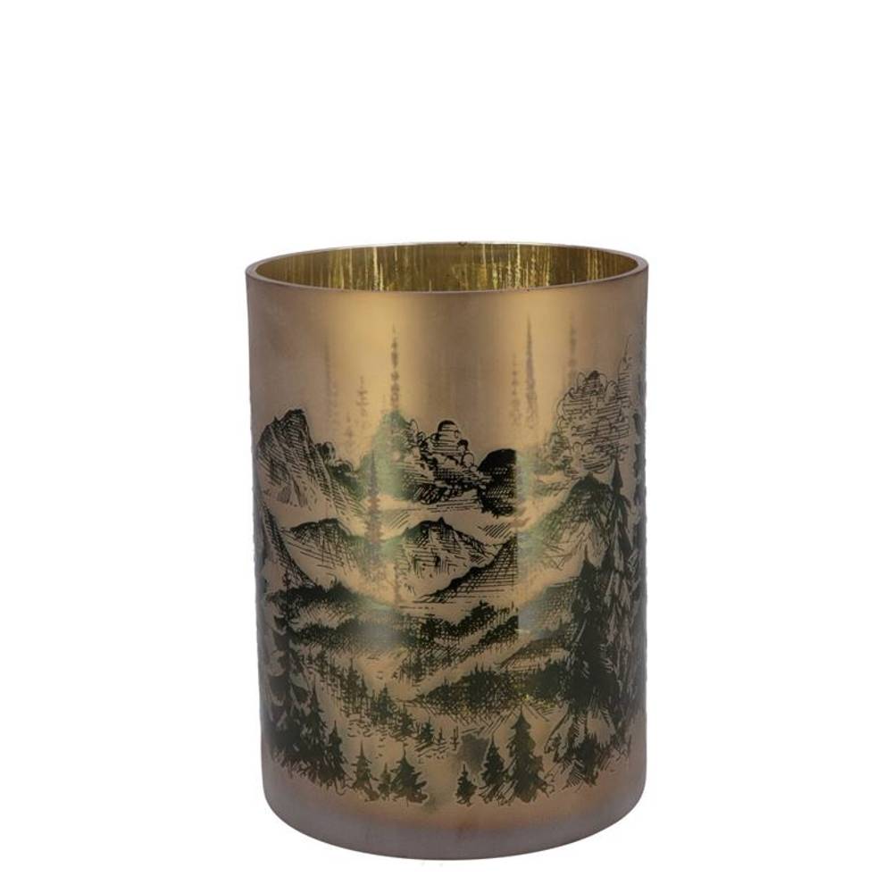 Glas Teelicht Ruby Mountain gold 09x10cm