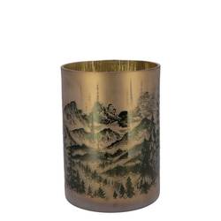 Glas Teelicht Ruby Mountain gold 09x10cm