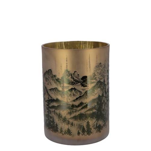 Glas Teelicht Ruby Mountain gold 09x10cm