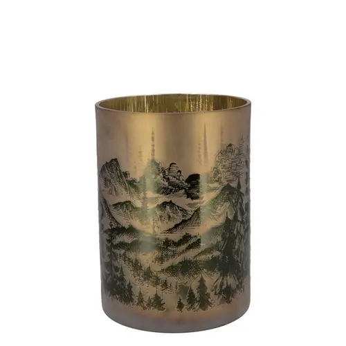 Glas Teelicht Ruby Mountain gold 09x10cm