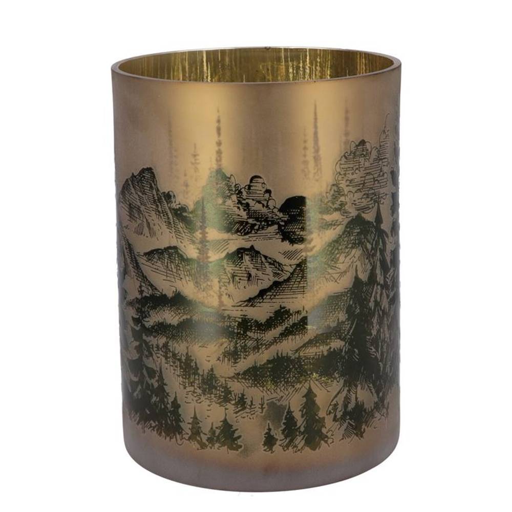 Glas Teelicht Ruby Mountain gold 18x24cm