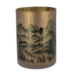 Glas Teelicht Ruby Mountain gold 18x24cm