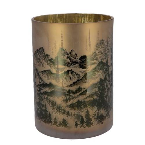 Glas Teelicht Ruby Mountain gold 18x24cm