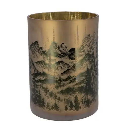 Glas Teelicht Ruby Mountain gold 18x24cm