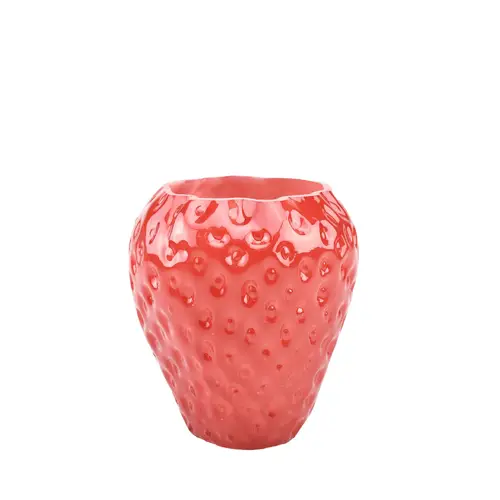 Glas Vase Erdbeere rot D15cm H16cm