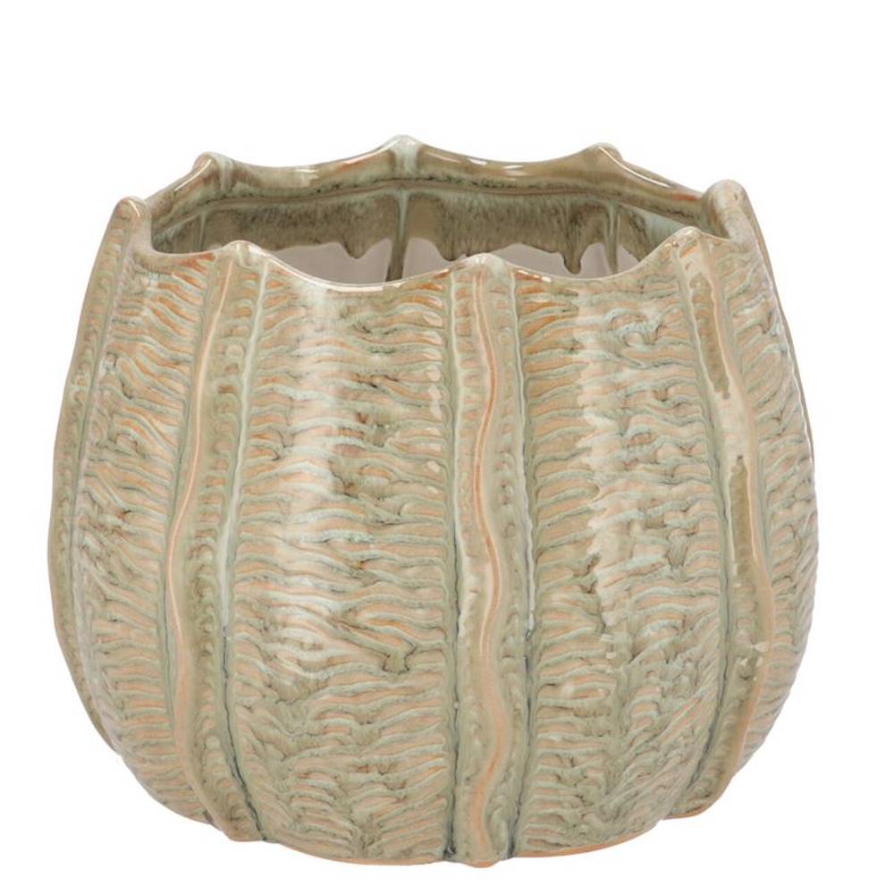 Keramik Übertopf Sifan Structure grün 16x16x12cm