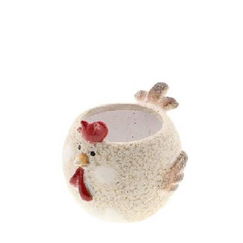 Keramik Übertopf Huhn creme 16x13.5x12.5cm 