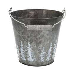 Zink Eimer Baum grau D20cm H19cm