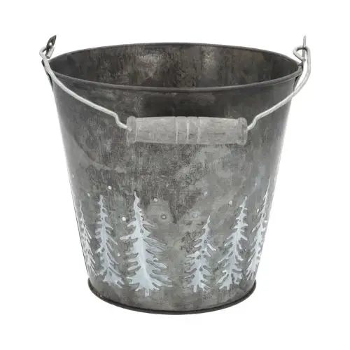 Zink Eimer Baum grau D20cm H19cm