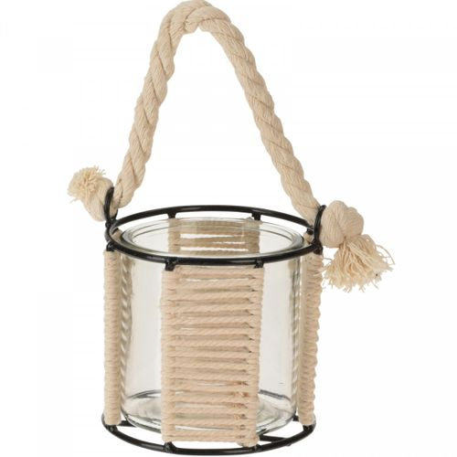 Teelichthalter Glas Seil d12X12.5cm