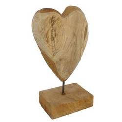 Teakholz Herz auf Sockel D19cm H32cm