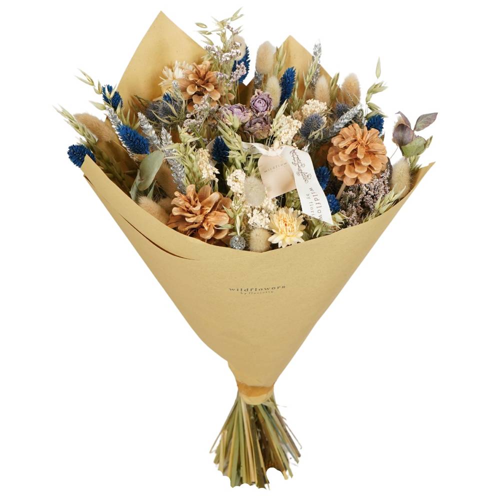 Trockenblumen Strauss Classic blau L60cm