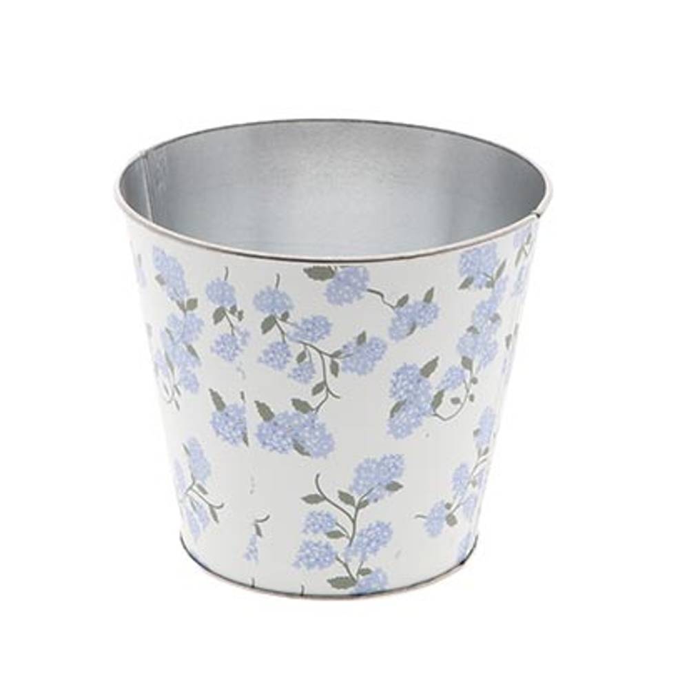 Zink Übertopf Flower blau D14.5cm H13cm