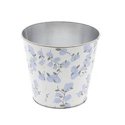 Zink Übertopf Flower blau D14.5cm H13cm