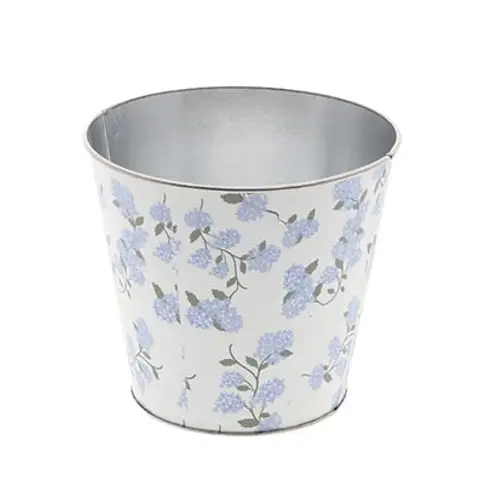 Zink Übertopf Flower blau D14.5cm H13cm