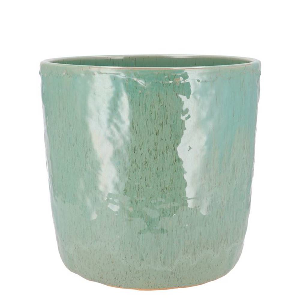 Keramik Übertopf Iron Stone türkis 16x16x15cm