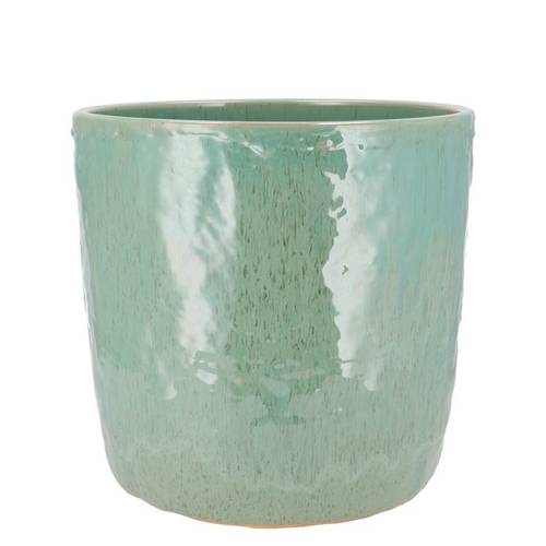 Keramik Übertopf Iron Stone türkis 16x16x15cm