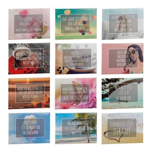 Magnet Spruch aus Metall mix 09x06cm 6x12Srt