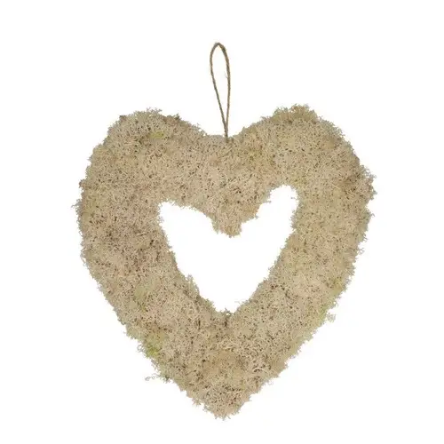 Kranz Herz creme/weiss Rentiermoos D30x5cm
