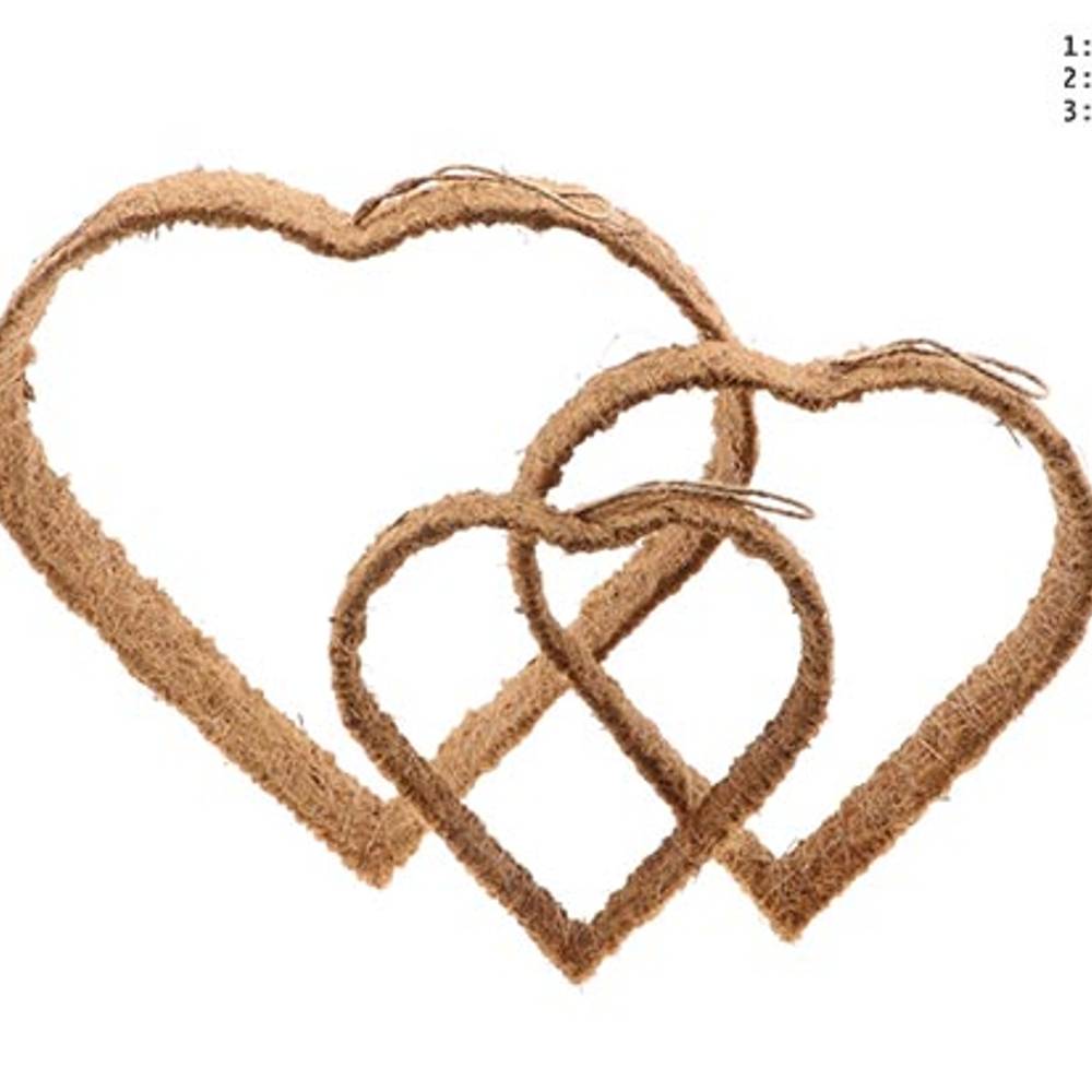 Hänger Herz Olva 3/Set natur D40cm H10cm