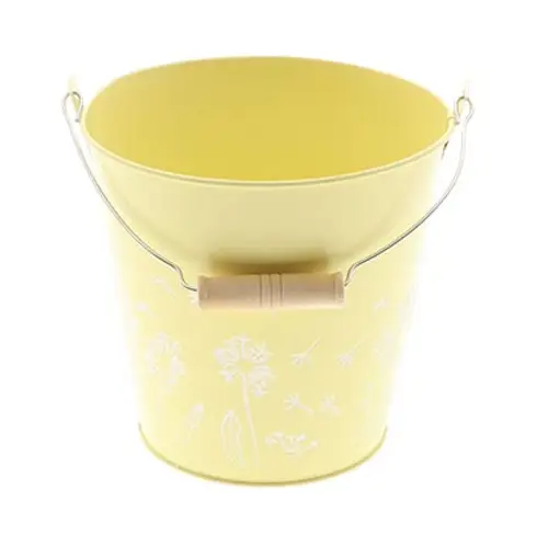Zink Eimer Blume gelb D16cm H15cm