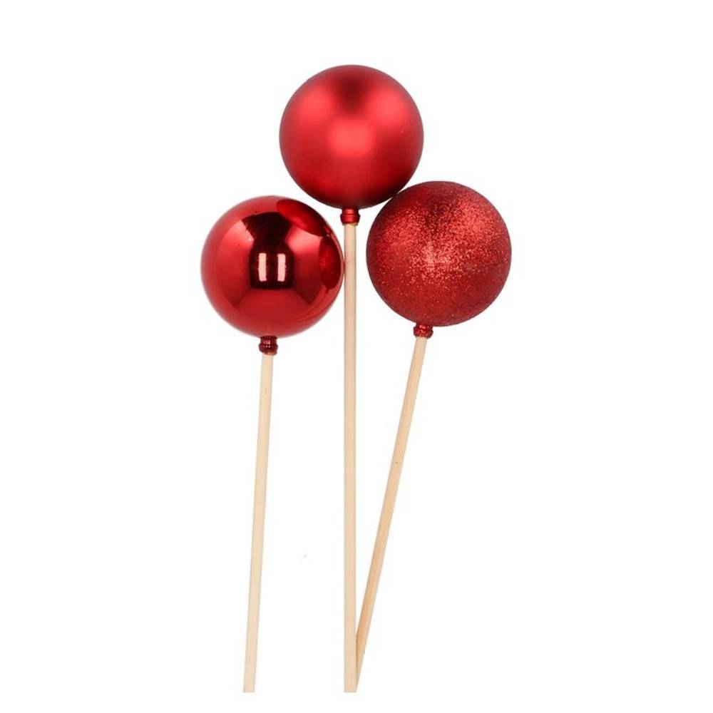 Kugel auf Stab Jolly Shine mix rot D06cm L50cm