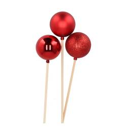 Kugel auf Stab Jolly Shine mix rot D06cm L50cm
